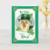 St. Patrick's Day Yorkie Kaart (Gele Bloem)
