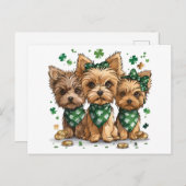 St. Patrick's Day Yorkshire Terriër Honden Briefkaart (Voorkant / Achterkant)