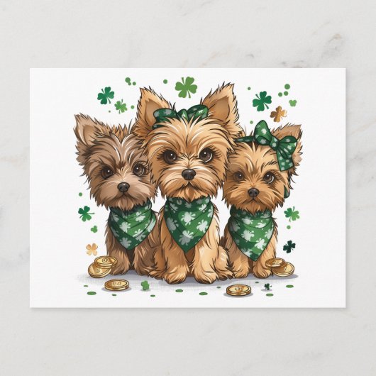 St. Patrick's Day Yorkshire Terriër Honden Briefkaart (Voorkant)
