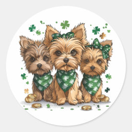 St. Patrick's Day Yorkshire Terriër Honden Ronde Sticker