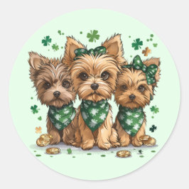 St. Patrick's Day Yorkshire Terriër Honden Ronde Sticker