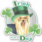 St. Patrick's Day Yorkshire Terrier Vinyl Sticker (Voorkant)