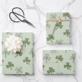 St. Patrick's Day Zachte Doodle Klavertjes Patroon Inpakpapier Vel