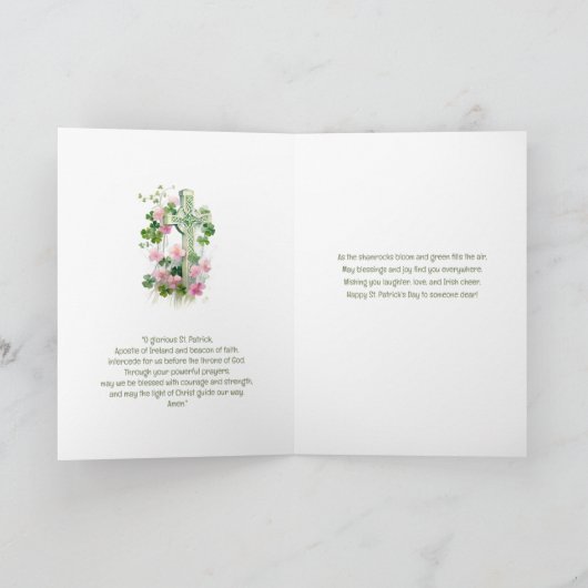 St. Patrick's Day zegening Rozen Celtic Cross Kaart (Binnen)