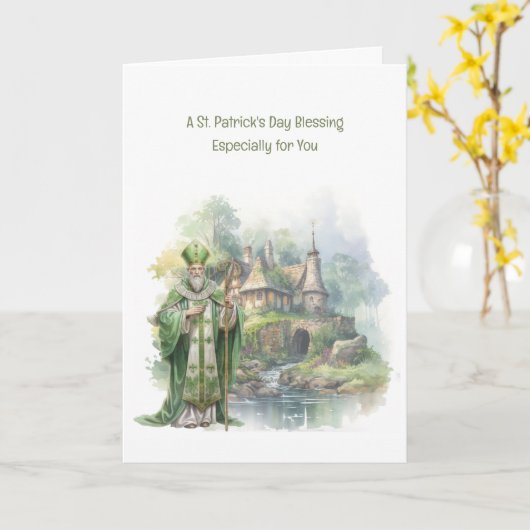 St. Patrick's Day zegening Rozen Celtic Cross Kaart (Gele Bloem)