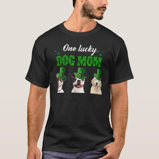 St Patricks Day Zijn en haar ene Lucky Dog mama 1 T-shirt (Voorkant)