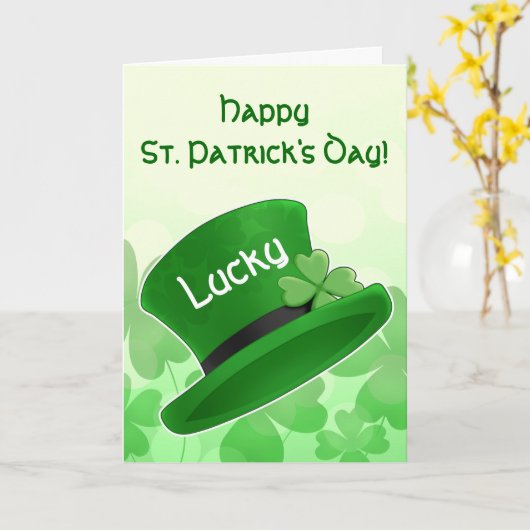 St Patricks de kabouterpet van de Dag Kaart (Gele Bloem)