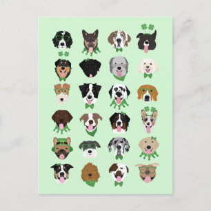 St Patricks Dog Face Pattern Briefkaart