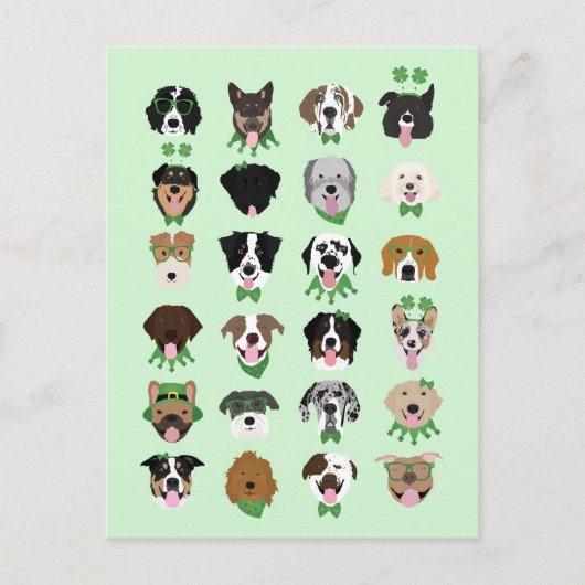 St Patricks Dog Face Pattern Briefkaart (Voorkant)