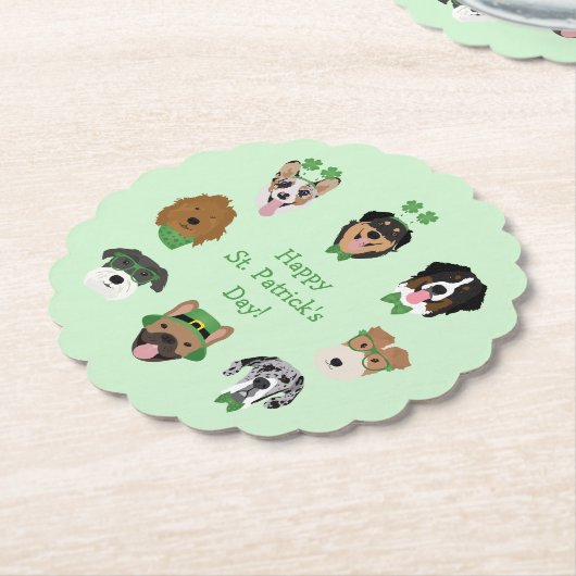 St Patricks Dog Face Pattern Kartonnen Onderzetters (Gekanteld)
