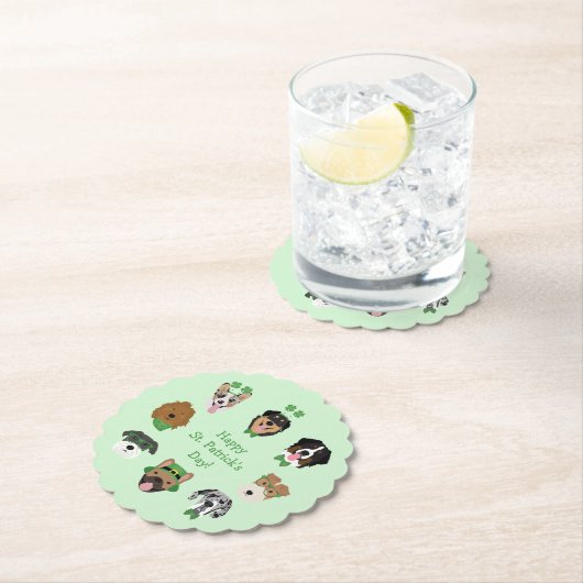 St Patricks Dog Face Pattern Kartonnen Onderzetters (Insitu)