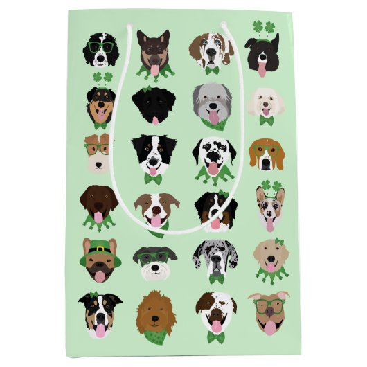 St Patricks Dog Face Pattern Medium Cadeauzakje (Voorkant)