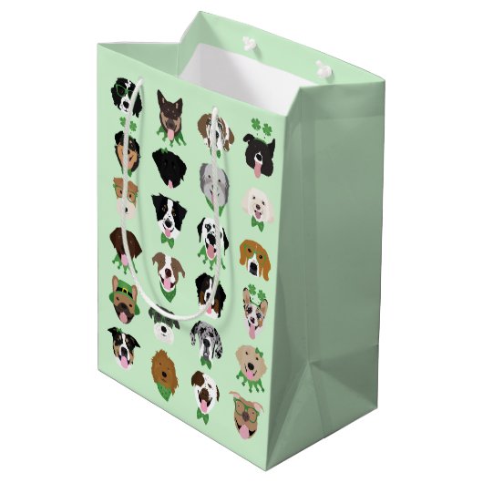 St Patricks Dog Face Pattern Medium Cadeauzakje (Achterkant Gekanteld)