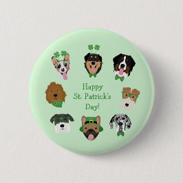 St Patricks Dog Face Pattern Ronde Button 5,7 Cm
