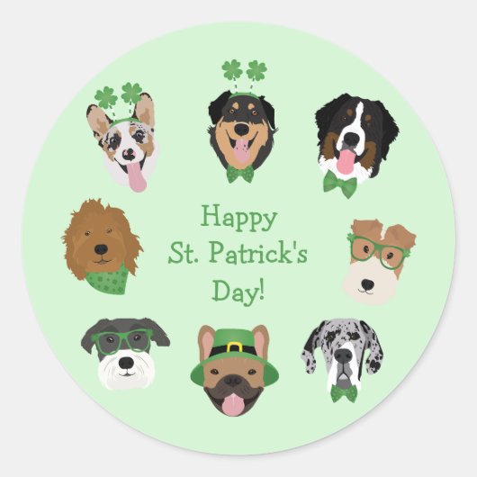 St Patricks Dog Face Pattern Ronde Sticker (Voorkant)