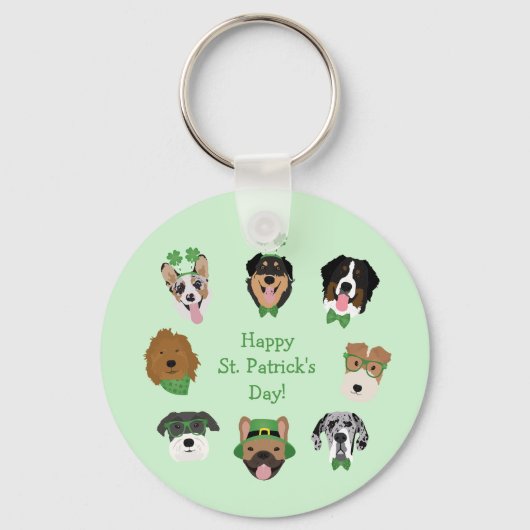St Patricks Dog Face Pattern Sleutelhanger (Voorkant)