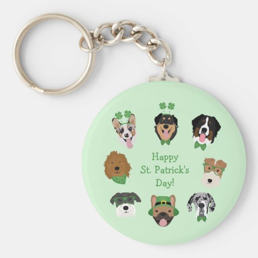 St Patricks Dog Face Pattern Sleutelhanger (Voorkant)