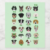St Patricks Dog Face Pattern Wijn Etiket (Enkel label)