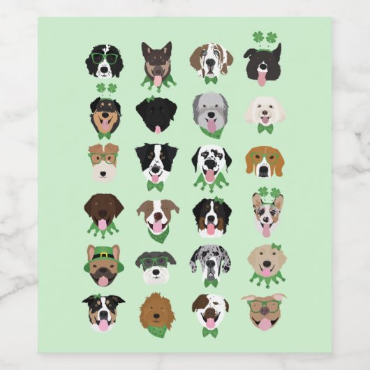 St Patricks Dog Face Pattern Wijn Etiket (Enkel label)