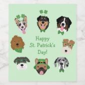 St Patricks Dog Face Pattern Wijn Etiket (Enkel label)