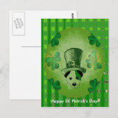 St. Patrick's Dog met Shamrocks Drawing Briefkaart (Voorkant / Achterkant)