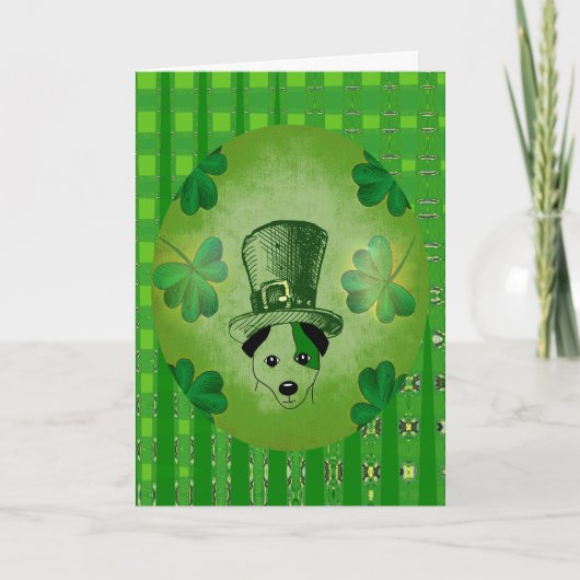 St. Patrick's Dog met Shamrocks Drawing Card Kaart (Voorkant)