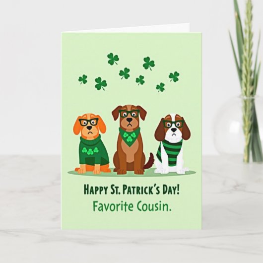 St Patricks Dogs Cousin Card Kaart (Voorkant)