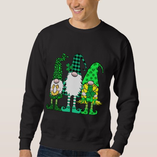St Patricks Drie kabouters Lucky Irish Gnomies Trui (Voorkant)