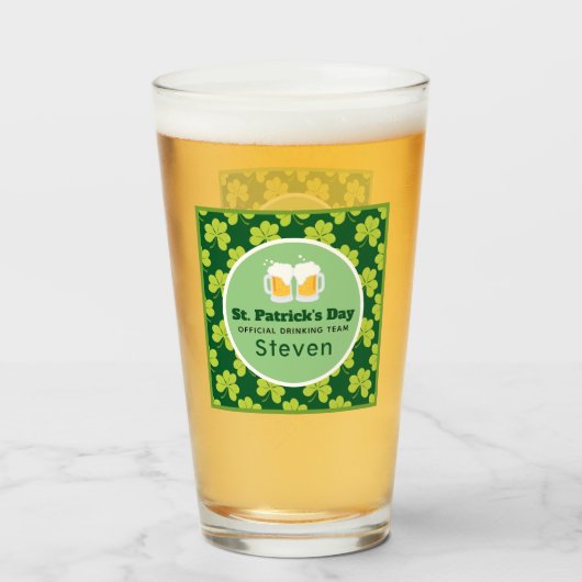 St. Patrick's Drink Team Clover Pattern Glas (Voorkant gevuld)