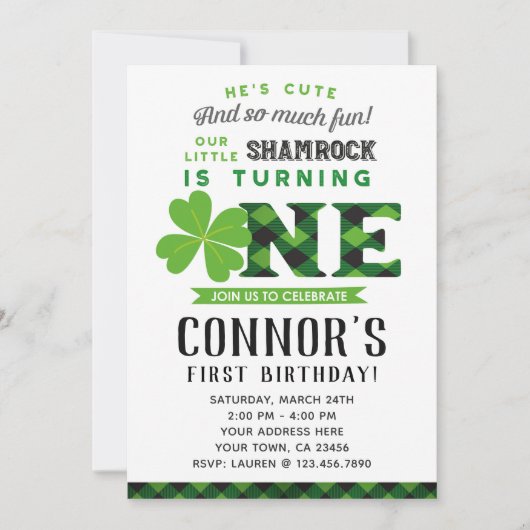 St. Patrick's eerste verjaardag Kaart (Voorkant)