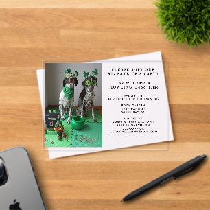 St. Patrick's Feest Honden Shamrocks Aangepaste Fo Acryl Uitnodigingen