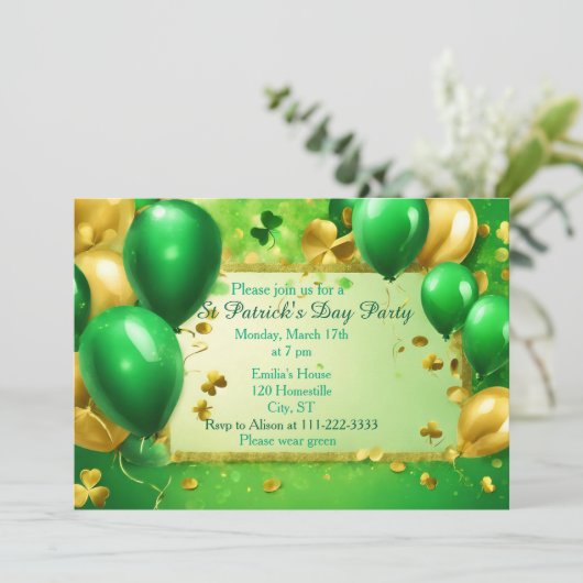 St Patrick's Feest Uitnodiging (Staand voorkant)