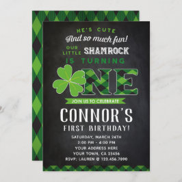St Patrick's First Birthday Invitation-schoolbord Kaart