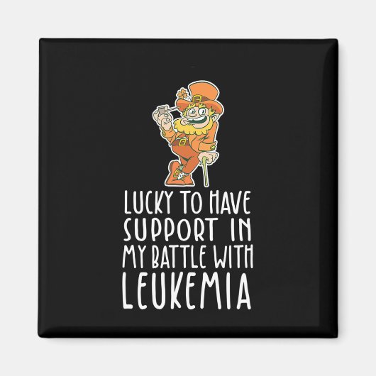St Patricks Four Leaf Clover Leprechaun Leukemia A Magneet (Voorkant)
