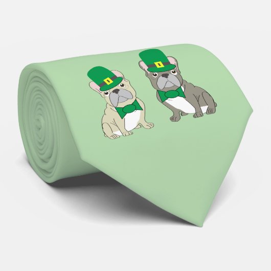 St. Patricks Franse Bulldoggen Stropdas (Opgerold)