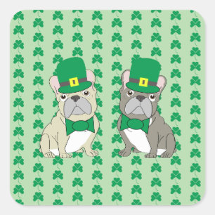 St. Patricks Franse Bulldogs Vierkante Sticker