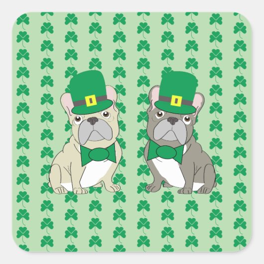 St. Patricks Franse Bulldogs Vierkante Sticker (Voorkant)