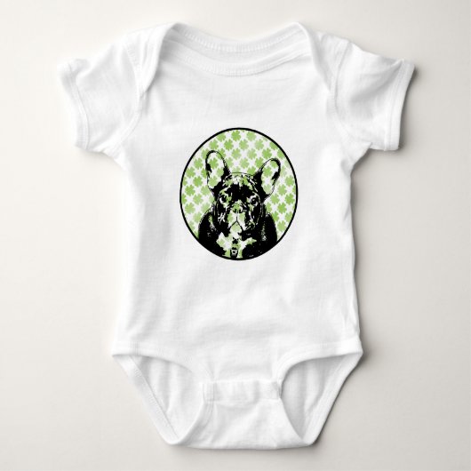 St Patricks French Bulldog Silhouette Romper (Voorkant)