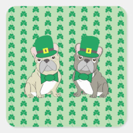 St. Patricks French Bulldogs Vierkante Sticker