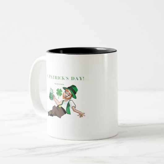 St. Patrick's Funny Drink Iers Tweekleurige Koffiemok (Voorkant links)
