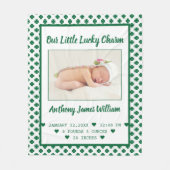 St. Patrick's Geboorteaankondiging Baby Fotonaam Fleece Deken (Voorkant)