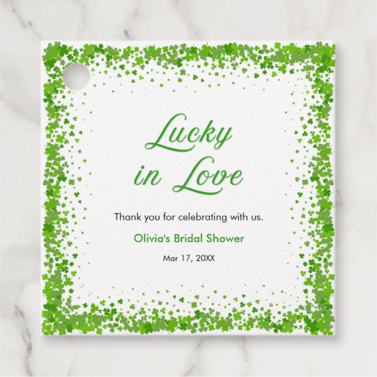 St. Patrick's Gelukkig Verliefd Bruidsfeest Bedank Bedankjes Labels (Voorkant)