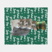 St. Patrick's Geluksdag Muts met Cute Kat Kabouter Fleece Deken (Voorkant (Horizontaal))