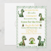 St. Patrick's Geluksdinosaurus Uitnodiging (Voorkant / Achterkant)
