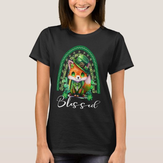 St Patrick's Gezegende Moppige Regenboog Schattige T-shirt (Voorkant)