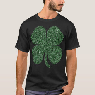 St Patricks Glitter Effect Clover T-shirt