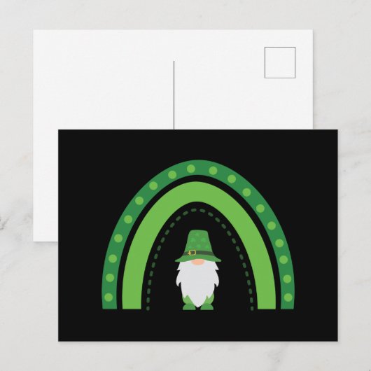 St. Patricks Gnome en Rainbow Briefkaart (Voorkant / Achterkant)