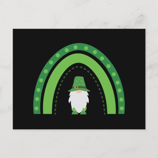 St. Patricks Gnome en Rainbow Briefkaart (Voorkant)