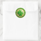 St Patrick's Gold Clover Munt Ronde Sticker (Tas)