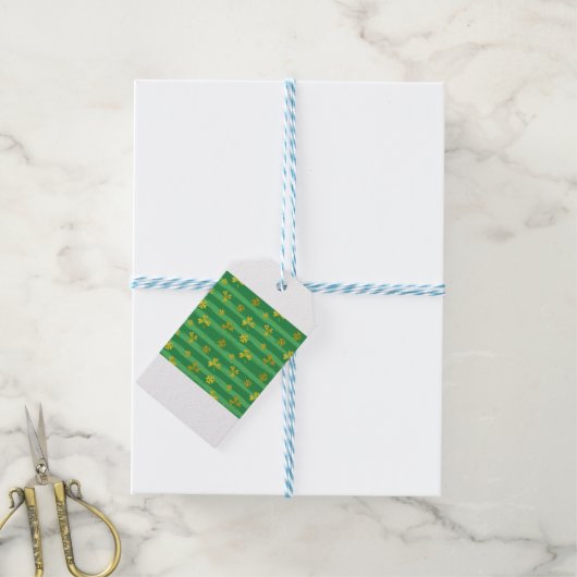 st patricks golden shamrocks cadeaulabel (Met Touw)